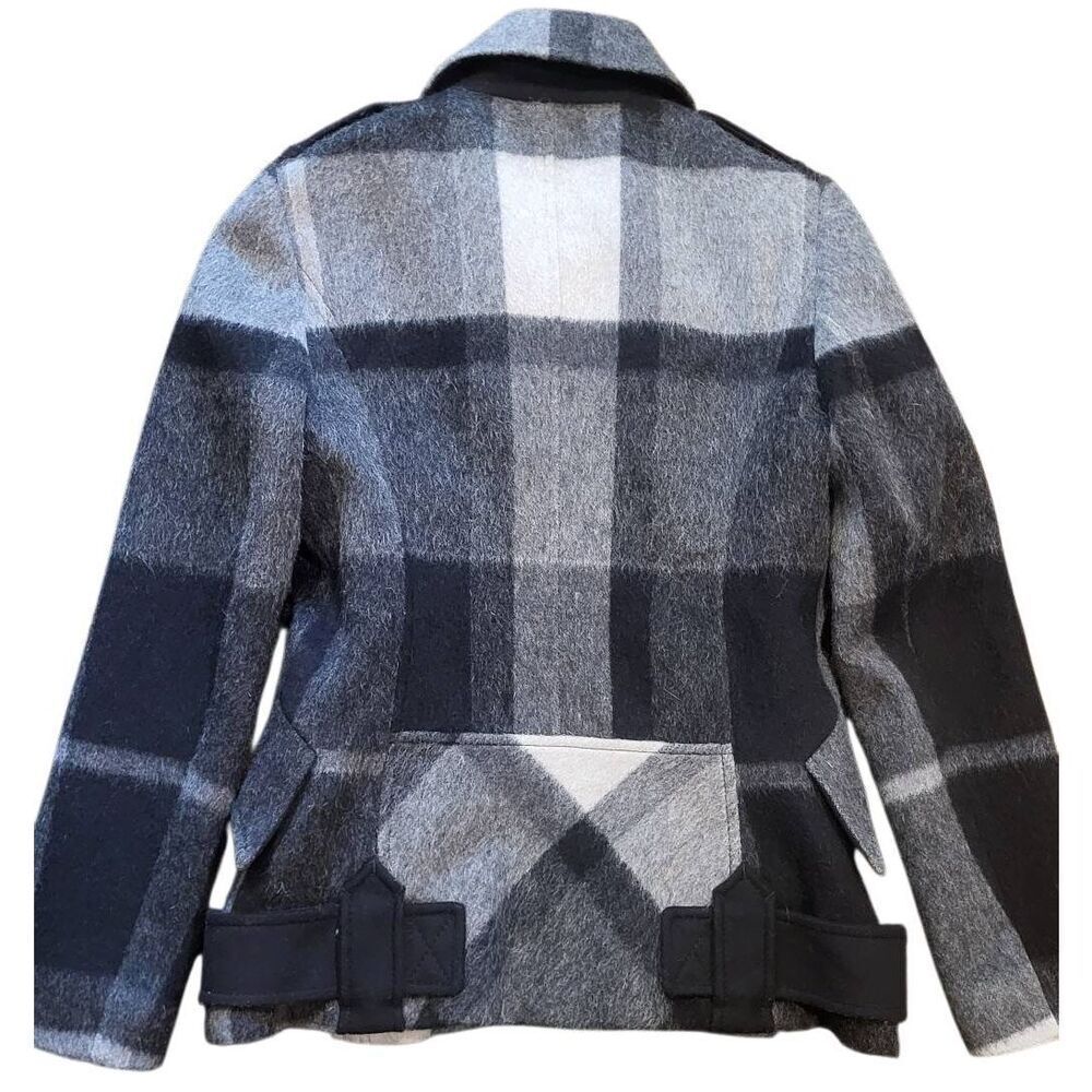 Karen Millen Coat Women's 8 Grey Black Plaid Wool Mohair Alpaca Zip Moto - Picture 3 of 7